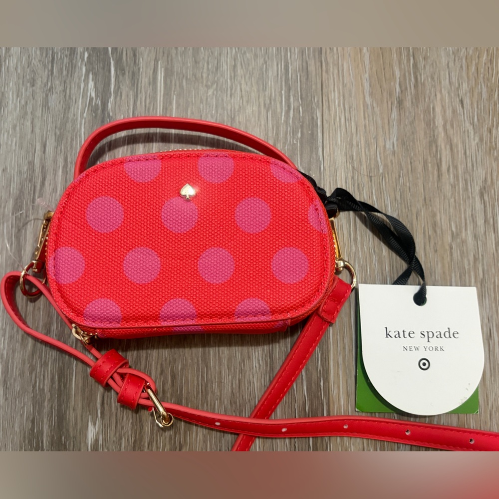 Kate Spade Red and Pink Polka Dot Crossbody Bag